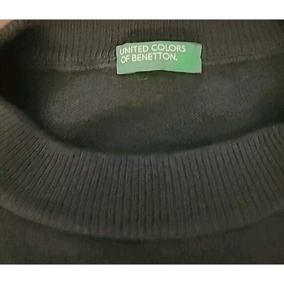 Vtg United Colors of Benetton S Green Wool Sweater Super Soft - Picture 2 of 5